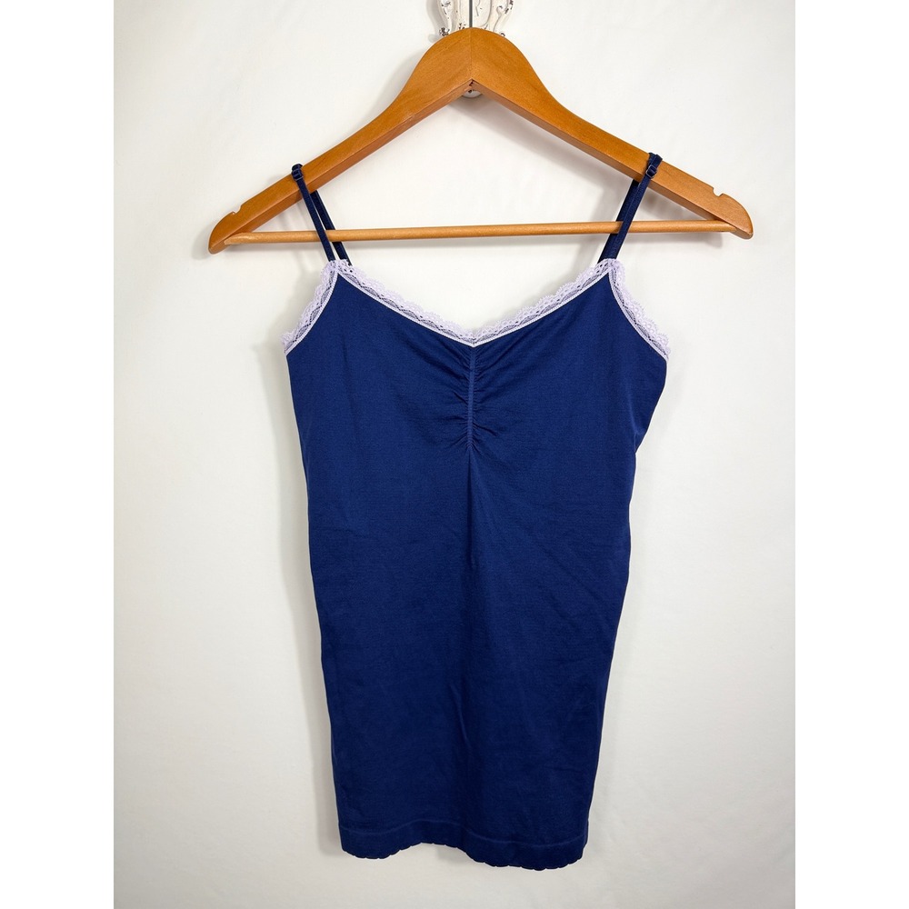 Victorias Secret Navy Blue Lace Trim Ruched Camisole Top Medium M/M 11007416